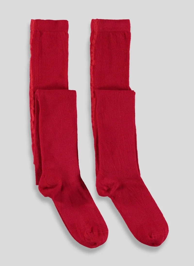 Matalan Girls 2 Pack Red Cotton Tights