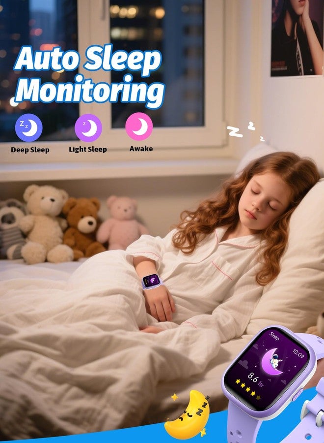 Teslahero Upgraded Kids Smart Watch Fitness Tracker, 1.85" Screen with 12 Puzzle Games, Heart Rate Sleep Monitor, Pedometer, Waterproof Activity Tracker with/without APP for Fitbit Boys Girls (Purple) - Image 5