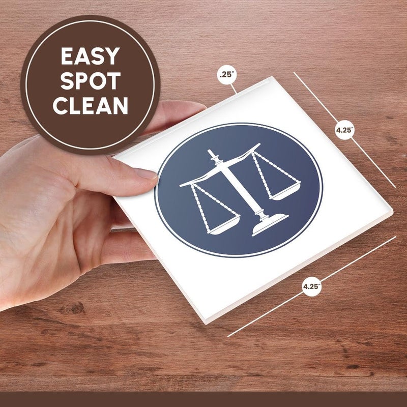 3dRose CST_165574_3 Blue Circle Symbol Scales of Justice Ceramic Tile Coasters, Set of 4 - Image 3
