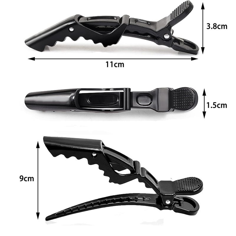 Wendergo Miramar 10x Crocodile Hair Clips BarretteProfessional Styling Hair ClipsSectioning Clamp for Thick Hairwith Nonslip Grip and Wide Teeth for Salon Home Use Women and Girls Pack Of 10 Black - Image 2