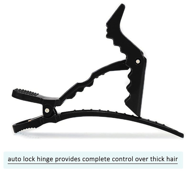 Wendergo Miramar 10x Crocodile Hair Clips BarretteProfessional Styling Hair ClipsSectioning Clamp for Thick Hairwith Nonslip Grip and Wide Teeth for Salon Home Use Women and Girls Pack Of 10 Black - Image 3