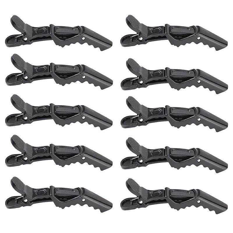 Wendergo Miramar 10x Crocodile Hair Clips BarretteProfessional Styling Hair ClipsSectioning Clamp for Thick Hairwith Nonslip Grip and Wide Teeth for Salon Home Use Women and Girls Pack Of 10 Black - Image 1