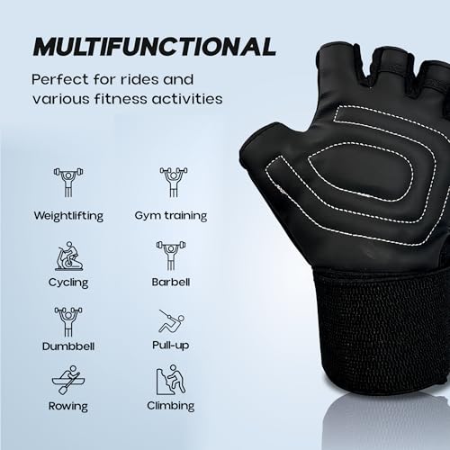 KONEX Gym Gloves for Men & Women | Soft Padded Anti-Slip Workout Gloves with Adjustable Velcro | Ideal for Weightlifting, Fitness Training, Cycling, Bike Riding & Sports Activities (Black, Large) - Image 5