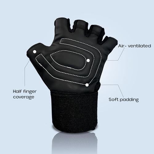 KONEX Gym Gloves for Men & Women | Soft Padded Anti-Slip Workout Gloves with Adjustable Velcro | Ideal for Weightlifting, Fitness Training, Cycling, Bike Riding & Sports Activities (Black, Large) - Image 2