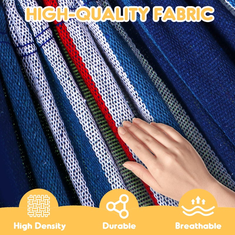 ANYOO Cotton Hammock Portable Camping Hammocks for Hanging Sturdy Garden Comfortable Fabric Hammock with Tree Straps Up to 660lbs with Travel Bag for Camping Outdoor/Indoor Patio Backyard - Image 3