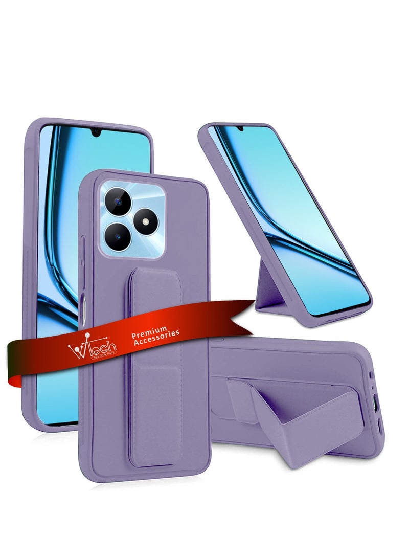 Wtech Hand Grip Foldable Magnetic Kickstand Wrist Strap Finger Grip With Built-In Iron Case Cover For Realme Note 50 4G 2024 Lavender - Image 1