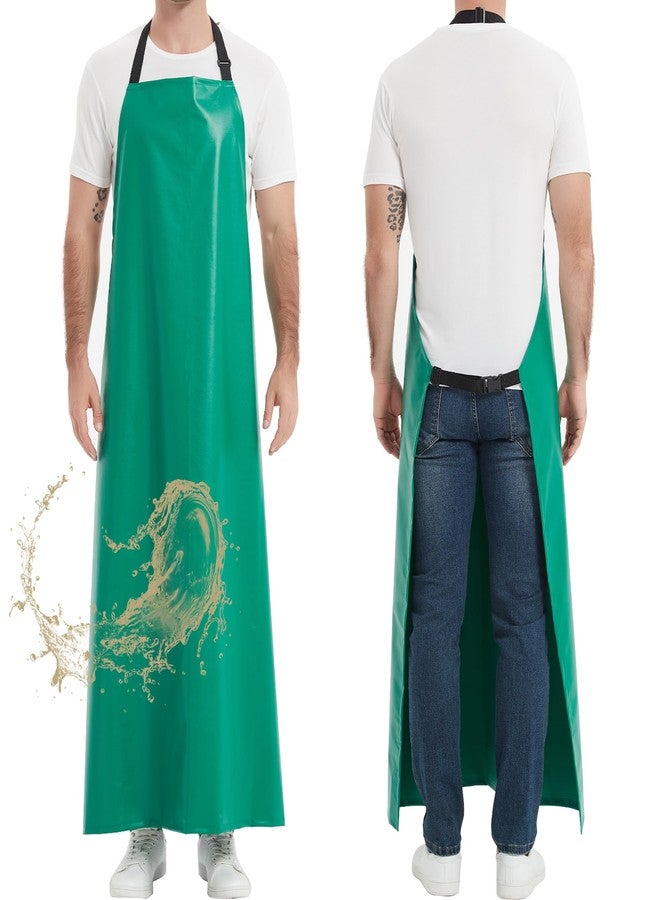FunChaos Thicker Rubber Apron, Extra Long Adjustable Apron, Heavy Duty Oil&Chemical Resistant Waterproof Work Aprons, Green, 51.18 x 35.43 inch - Image 1