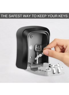 Rubik Key Storage Safe Box, 4 Digits Combination Key Lock Box with Resettable Wall Mounted for Outdoor and Indoor Home Hotel Office - Black/Blue  - Image 4