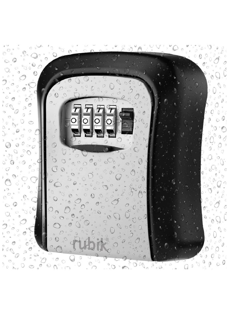 Rubik - Key Storage Safe Box, 4 Digits Combination Key Lock Box with Resettable Wall Mounted for Outdoor and Indoor Home Hotel Office - Black/Blue - Image 1