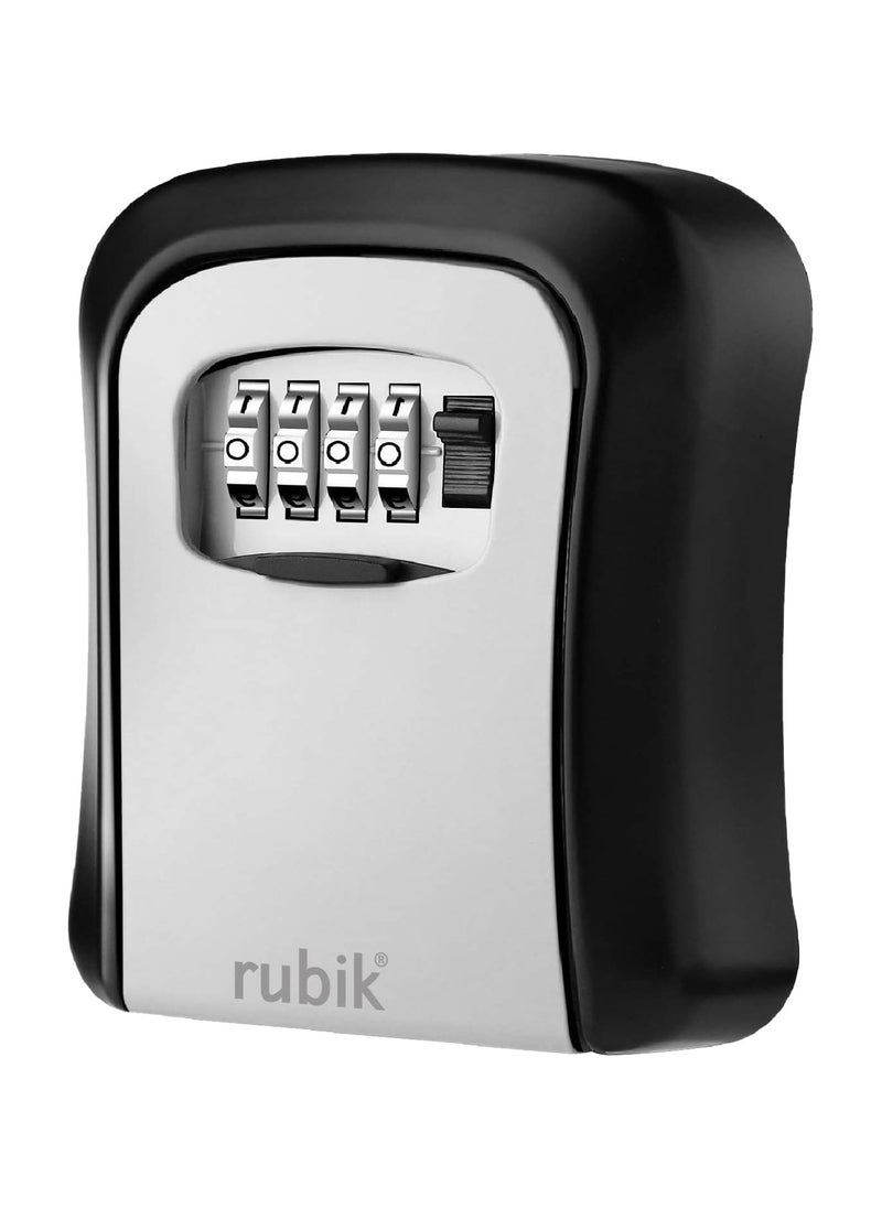 Rubik - Key Storage Safe Box, 4 Digits Combination Key Lock Box with Resettable Wall Mounted for Outdoor and Indoor Home Hotel Office - Black/Blue - Image 1