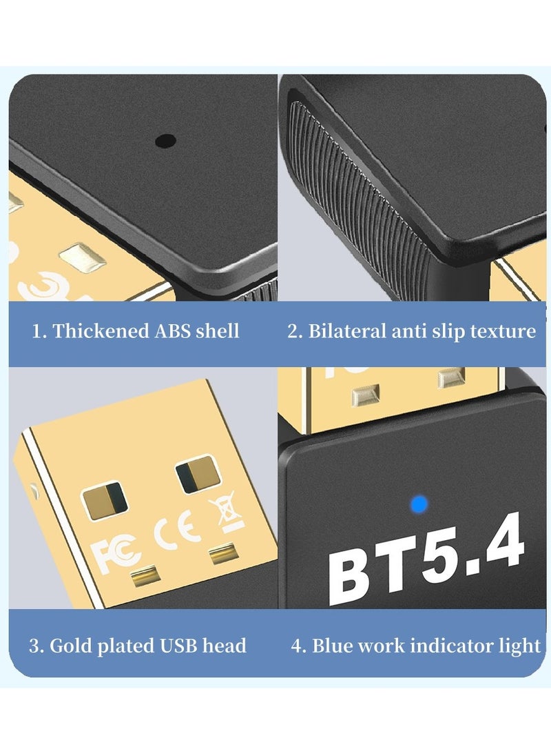محول بلوتوث USB 5.4 جهاز إرسال بلوتوث صغير لأجهزة الكمبيوتر المحمول، الكمبيوتر، سماعات الرأس، لوحة المفاتيح، مكبرات صوت الماوس، PS4/5، الطابعة، ويندوز 8.1/10/11