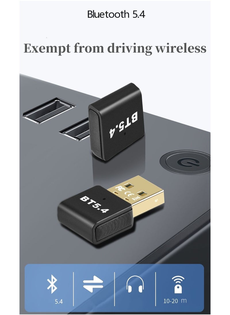 محول بلوتوث USB 5.4 جهاز إرسال بلوتوث صغير لأجهزة الكمبيوتر المحمول، الكمبيوتر، سماعات الرأس، لوحة المفاتيح، مكبرات صوت الماوس، PS4/5، الطابعة، ويندوز 8.1/10/11