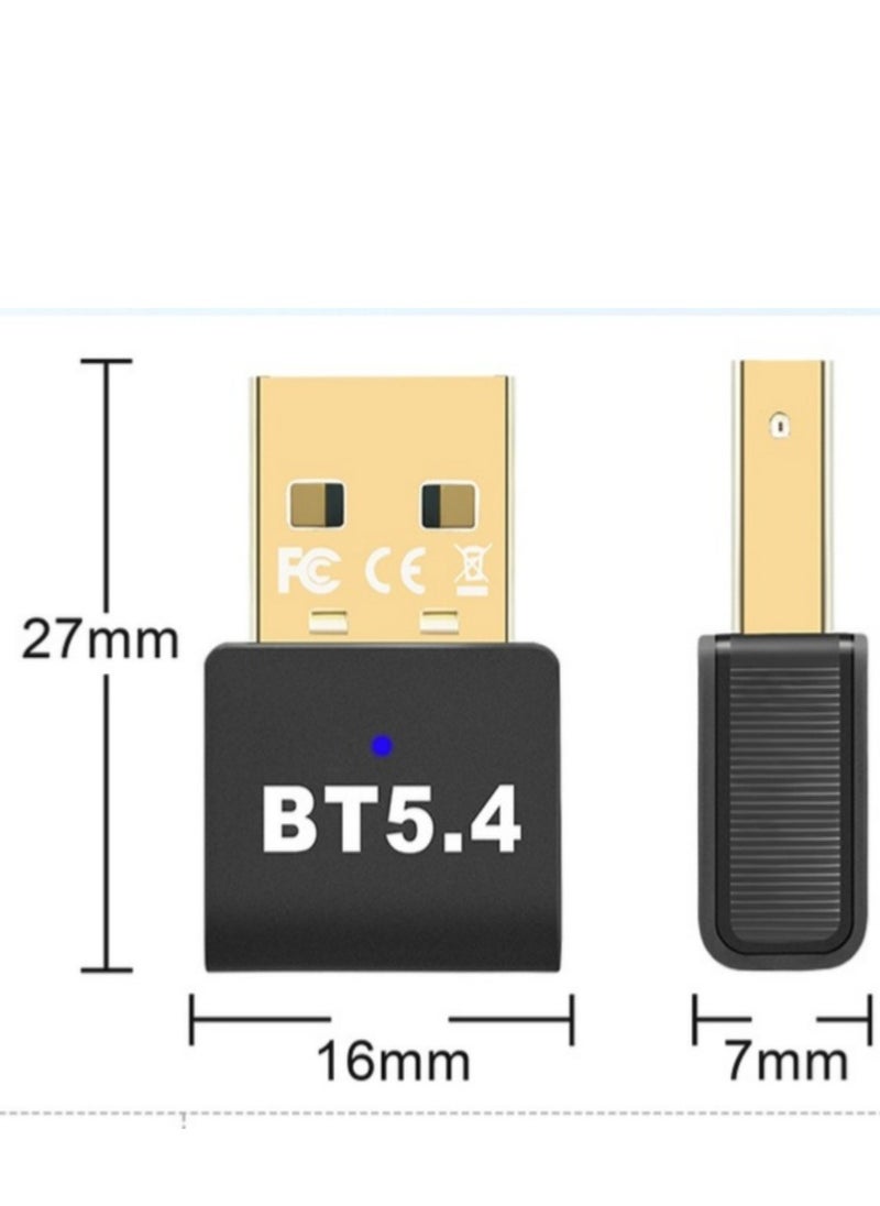 محول بلوتوث USB 5.4 جهاز إرسال بلوتوث صغير لأجهزة الكمبيوتر المحمول، الكمبيوتر، سماعات الرأس، لوحة المفاتيح، مكبرات صوت الماوس، PS4/5، الطابعة، ويندوز 8.1/10/11