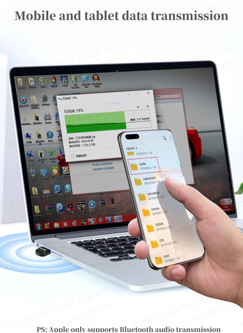 محول بلوتوث USB 5.4 جهاز إرسال بلوتوث صغير لأجهزة الكمبيوتر المحمول، الكمبيوتر، سماعات الرأس، لوحة المفاتيح، مكبرات صوت الماوس، PS4/5، الطابعة، ويندوز 8.1/10/11