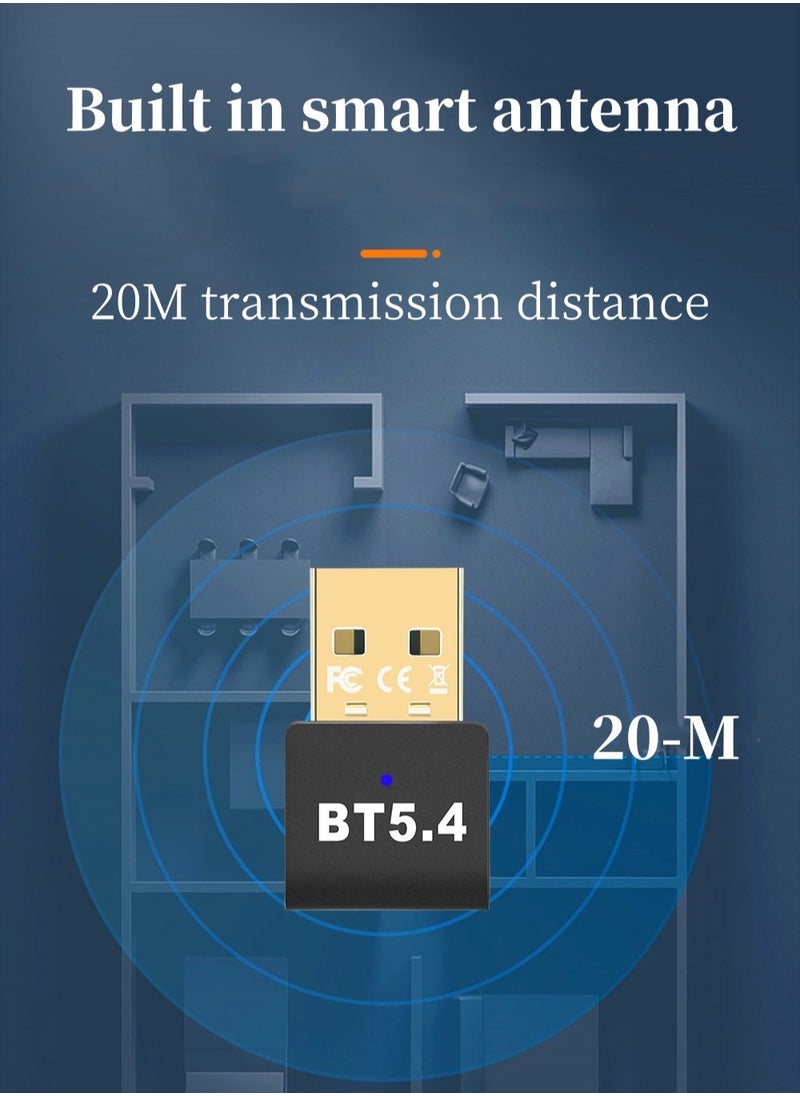 محول بلوتوث USB 5.4 جهاز إرسال بلوتوث صغير لأجهزة الكمبيوتر المحمول، الكمبيوتر، سماعات الرأس، لوحة المفاتيح، مكبرات صوت الماوس، PS4/5، الطابعة، ويندوز 8.1/10/11