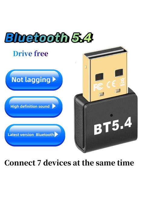 محول بلوتوث USB 5.4 جهاز إرسال بلوتوث صغير لأجهزة الكمبيوتر المحمول، الكمبيوتر، سماعات الرأس، لوحة المفاتيح، مكبرات صوت الماوس، PS4/5، الطابعة، ويندوز 8.1/10/11