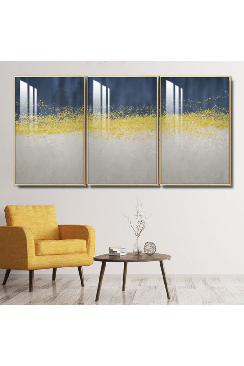 Marktna Three wooden wall painting with a frame and a clear acrylic layer - Image 1