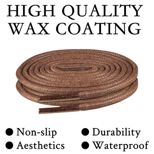 Endoto Waxed Shoelaces for Clarks Replacement Round Shoe Laces Tilden Cap Dress Oxfords Golf Shoes(Color:Brown,Size:32Inch) - Image 5