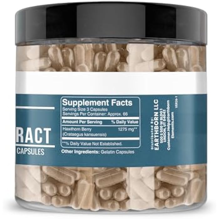 Earthborn Elements Hawthorn Berry Extract 200 Capsules, Pure & Undiluted, No Additives - Image 2