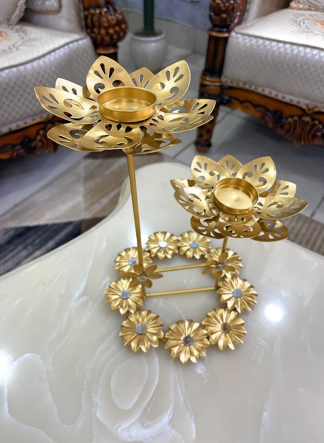 Agaas Enterprises Golden Decorative Tealight Candle Holder Candle Stand for Home Decor Diwali Decoration Item Diwali Gift Item Lotus Shape Indoor Out Door Decor - Image 3