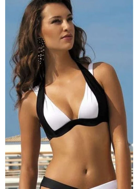 Angelsin Black and White Bikini Top