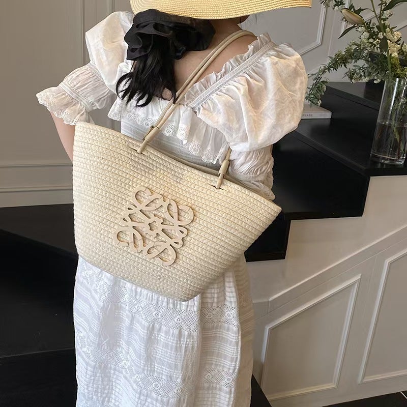 French Straw Woven Tote Bag for Women 2025 Summer Beach Bag Large Capacity - Image 2