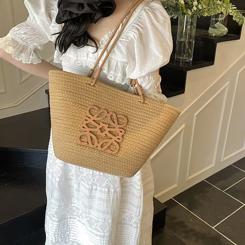 French Straw Woven Tote Bag for Women 2025 Summer Beach Bag Large Capacity - Image 3
