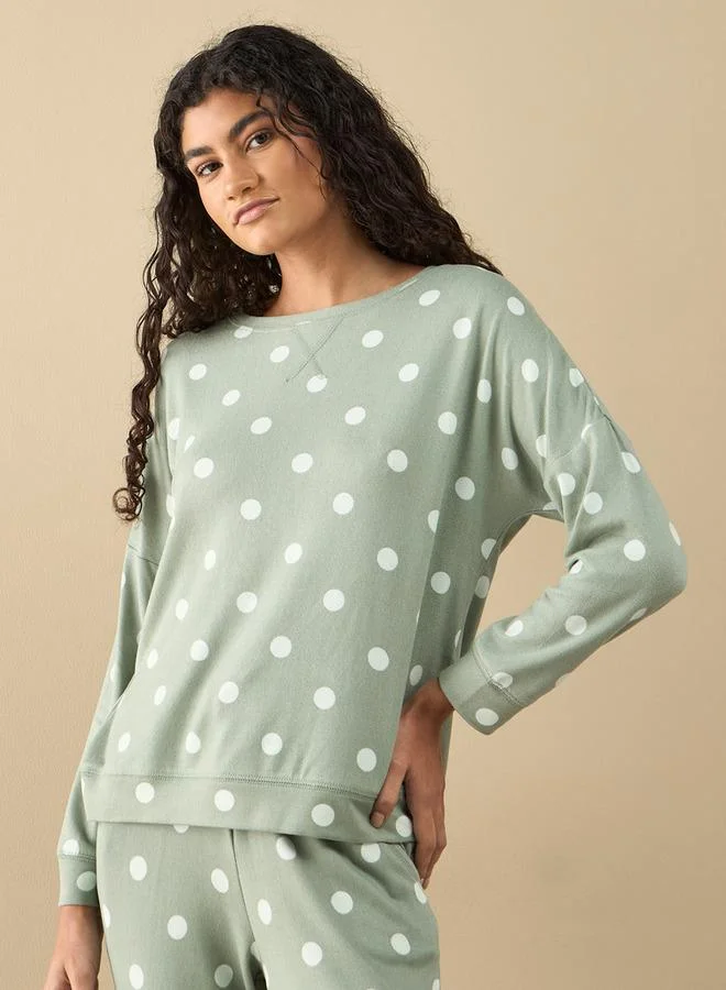 سبلاش فيڤ طقم بيجامة وبلوزة بطبعات منقطة بالكامل