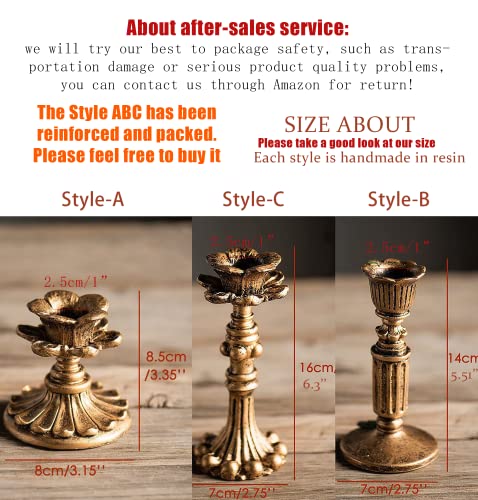 LPUSA Vintage Candlestick Holder for Taper，Resin Candle Holder Antique Bronze，Decorative for Home Decor Centerpiece for Wedding Party, Wedding Anniversary Decoration，Set of 4(AABC) - Image 5