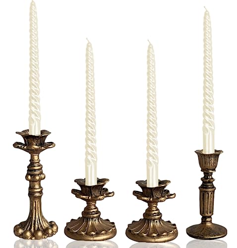 LPUSA Vintage Candlestick Holder for Taper，Resin Candle Holder Antique Bronze，Decorative for Home Decor Centerpiece for Wedding Party, Wedding Anniversary Decoration，Set of 4(AABC) - Image 1