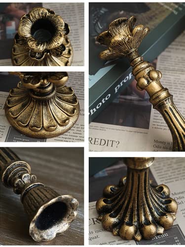 LPUSA Vintage Candlestick Holder for Taper，Resin Candle Holder Antique Bronze，Decorative for Home Decor Centerpiece for Wedding Party, Wedding Anniversary Decoration，Set of 4(AABC) - Image 3