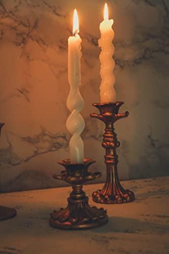 LPUSA Vintage Candlestick Holder for Taper，Resin Candle Holder Antique Bronze，Decorative for Home Decor Centerpiece for Wedding Party, Wedding Anniversary Decoration，Set of 4(AABC) - Image 4