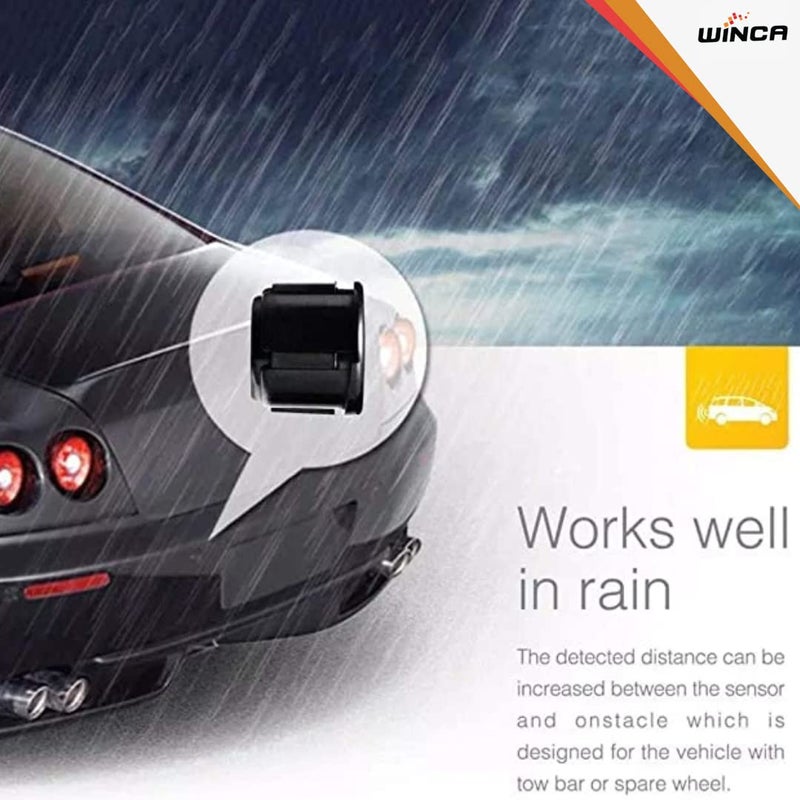 WINCA Car Parking Sensor 4 Sensors Auto Reverse Assistance Backup Radar Detector System Digital Display Double-sided tapes 12v power cable Control Box (black) - Image 3