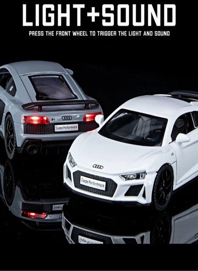 1:32 Scale Diecast Model Car Compatible with Audi R8 Coupe, Zinc Alloy Pull Back Toy Car with Sound and Light for Kids and Adults (Black) - Image 3