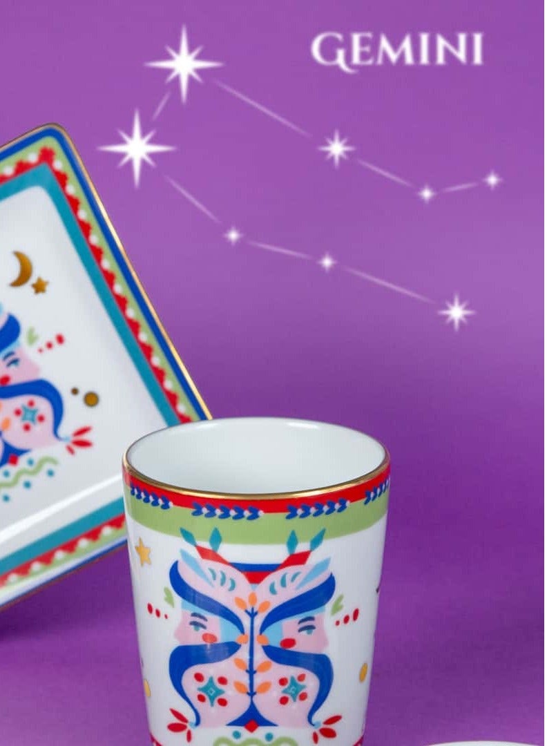 Baci milano Porcelain Cup with Lid/Saucer – Gemini (Ø 9 cm, H 12 cm) - Image 2