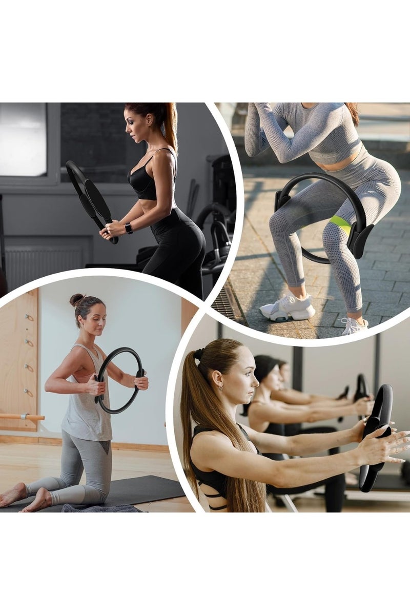 LIMOS Pilates Fitness Ring 15"Pilates Circle Lightweight Durable Foam Padded Handles | Flexible Resistance Exercise Equipment for Focusing on Toning Arms, Thigh/Legs/Core - Image 5