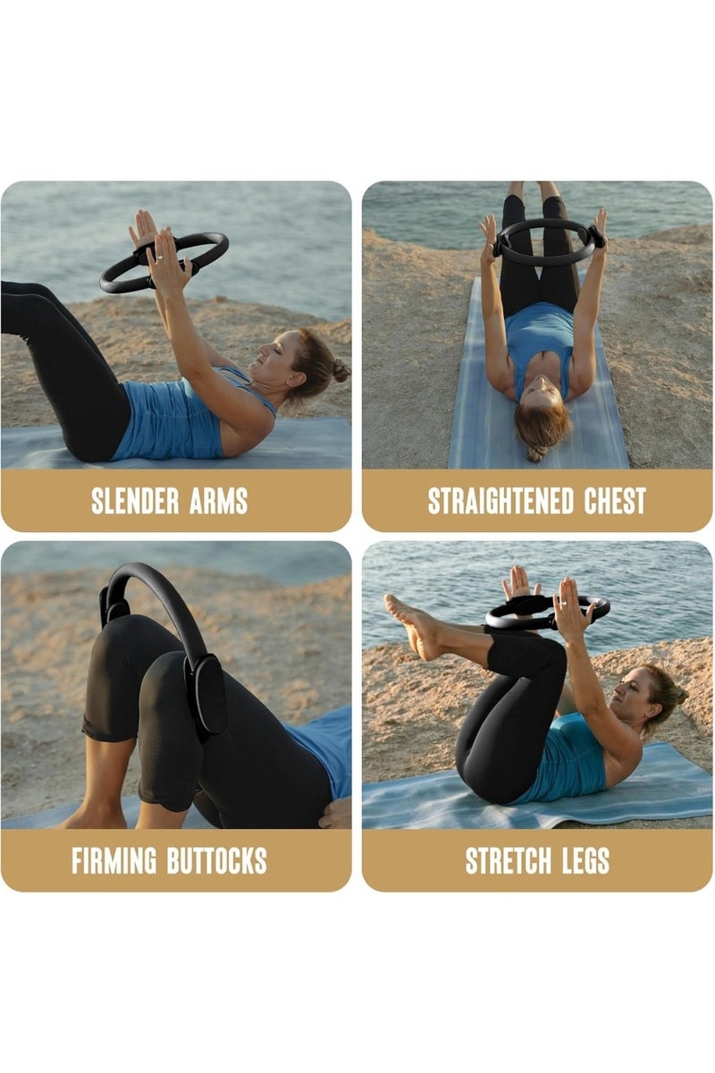 LIMOS Pilates Fitness Ring 15"Pilates Circle Lightweight Durable Foam Padded Handles | Flexible Resistance Exercise Equipment for Focusing on Toning Arms, Thigh/Legs/Core - Image 3