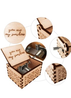 KASTWAVE Wood Hand Crank Engraved Vintage Wooden Music Box Wedding Valentine Birthday Gift You are My Sunshine Gifts on Valentine's Day for Girlfriend,Children  - Image 5