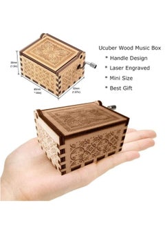 KASTWAVE Wood Hand Crank Engraved Vintage Wooden Music Box Wedding Valentine Birthday Gift You are My Sunshine Gifts on Valentine's Day for Girlfriend,Children  - Image 4