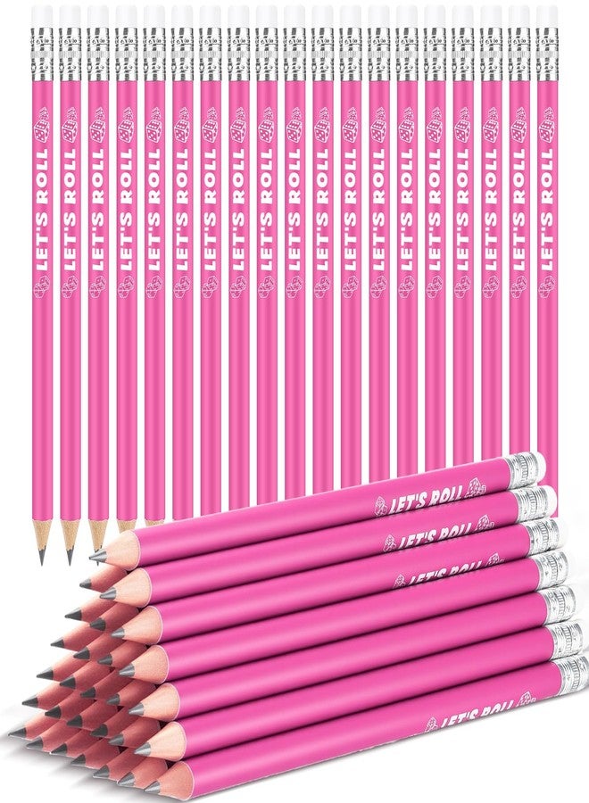 Sinload 36 Pcs Bunco Let's Roll Pencils with Eraser Player Game Scoring, Wooden Pink Pencils Suitable for Writing, Drawing and Bunco Party Supplies - Image 1