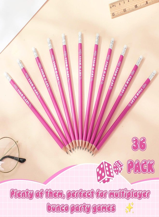 Sinload 36 Pcs Bunco Let's Roll Pencils with Eraser Player Game Scoring, Wooden Pink Pencils Suitable for Writing, Drawing and Bunco Party Supplies - Image 3