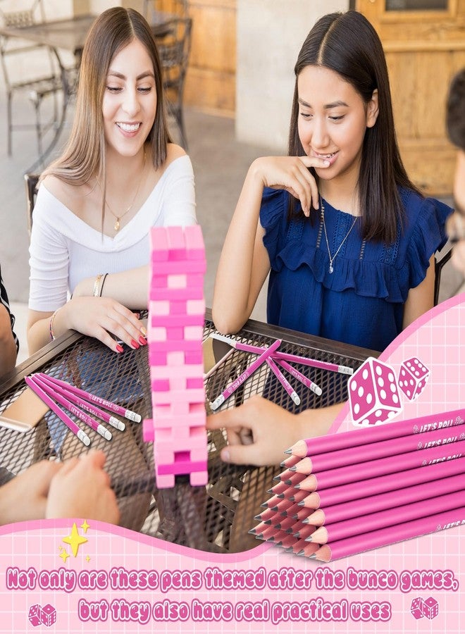 Sinload 36 Pcs Bunco Let's Roll Pencils with Eraser Player Game Scoring, Wooden Pink Pencils Suitable for Writing, Drawing and Bunco Party Supplies - Image 4