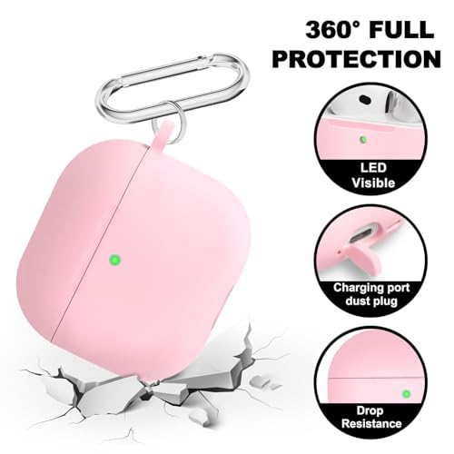 Woyinger Silicone Case Cover for AirPods 4th Gen, Soft Skin, Full Protection, Keychain, Cleaner Kit (Pink) - Image 4