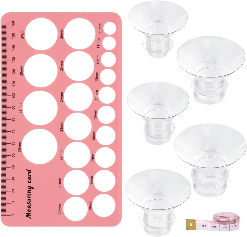 5Pcs Silicone Flange Inserts 13/15/17/19/21mm, for Momcozy, Medela, Willow S9/S10/S12 Wearable Hand Free Breast Pump Flange Insert, Reduce 24mm Shield/Flange Nipple Tunnel Down to Correct Size - Image 1