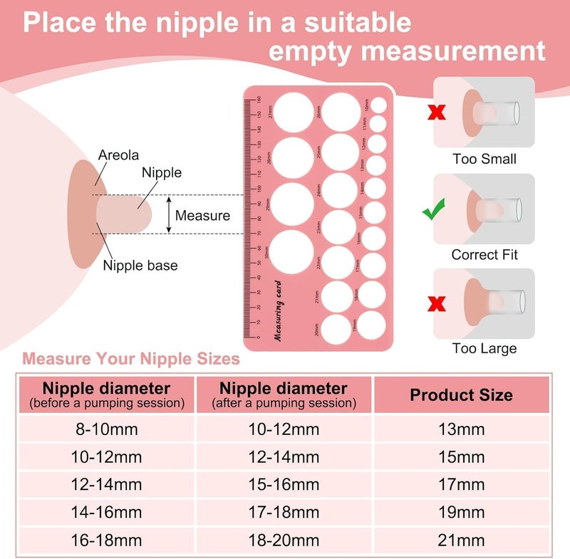 5Pcs Silicone Flange Inserts 13/15/17/19/21mm, for Momcozy, Medela, Willow S9/S10/S12 Wearable Hand Free Breast Pump Flange Insert, Reduce 24mm Shield/Flange Nipple Tunnel Down to Correct Size - Image 3
