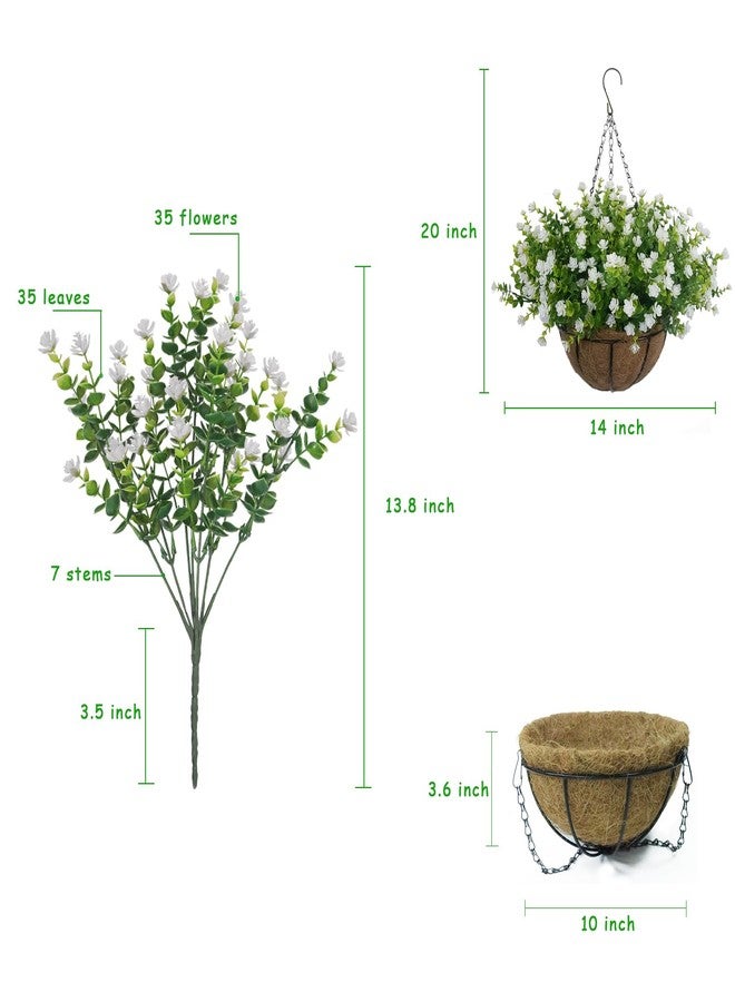 BCBLF Artificial Hanging Flowers Basket, 12 UV-Resistant Bundles of Realistic Fake Flowers, Faux Plants for Outdoor Decor, Home, Garden, Porch, Patio, Spring & Summer Decorations, White - Image 4