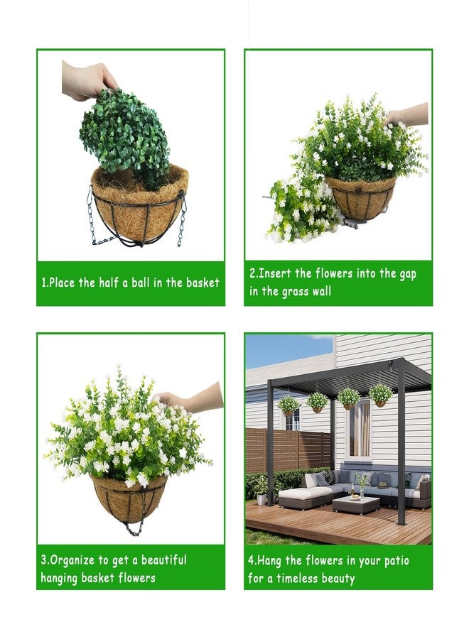 BCBLF Artificial Hanging Flowers Basket, 12 UV-Resistant Bundles of Realistic Fake Flowers, Faux Plants for Outdoor Decor, Home, Garden, Porch, Patio, Spring & Summer Decorations, White - Image 5