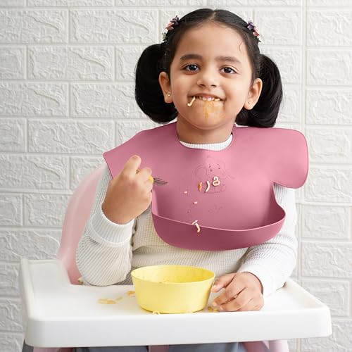 Tamy Premium Silicone Baby Bib – Waterproof bib with food catcher, adjustable, BPA free, soft & stain proof feeding bib for babies 1 to 2 years and above (Stormy Gray) - Image 3