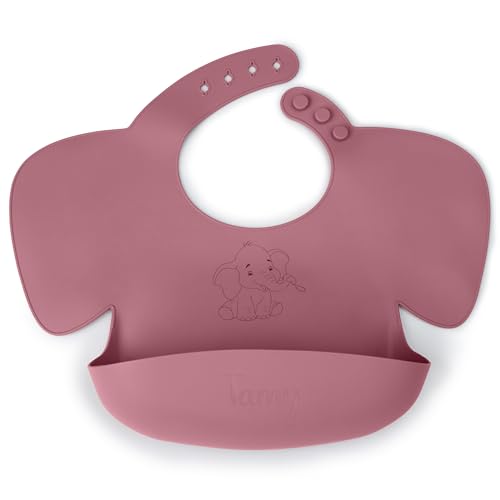 Tamy Premium Silicone Baby Bib – Waterproof bib with food catcher, adjustable, BPA free, soft & stain proof feeding bib for babies 1 to 2 years and above (Stormy Gray) - Image 1