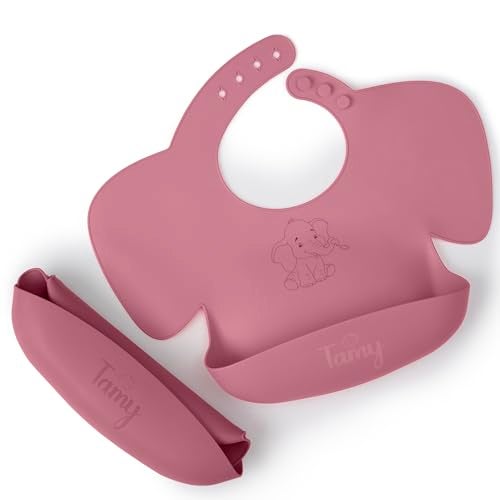 Tamy Premium Silicone Baby Bib – Waterproof bib with food catcher, adjustable, BPA free, soft & stain proof feeding bib for babies 1 to 2 years and above (Stormy Gray) - Image 2